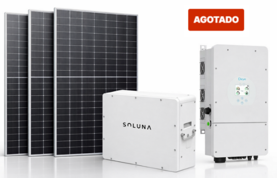 Imagen de Kit solar híbrido con inyección a la red Deye 8kw + paneles + batería , 8kw nominal-  16Kva pico (sólo 10s)-  12kw en paneles 