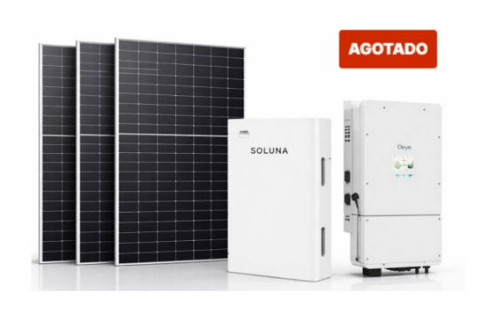 Imagen de Kit solar híbrido con inyección a la red Deye 12kw + paneles + batería , 12kw nominal- 24Kva pico (sólo 10s)- 18Kw en paneles 